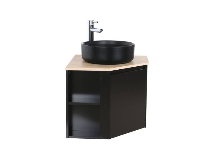 Ensemble meuble sous vasque d'angle + vasque noire
