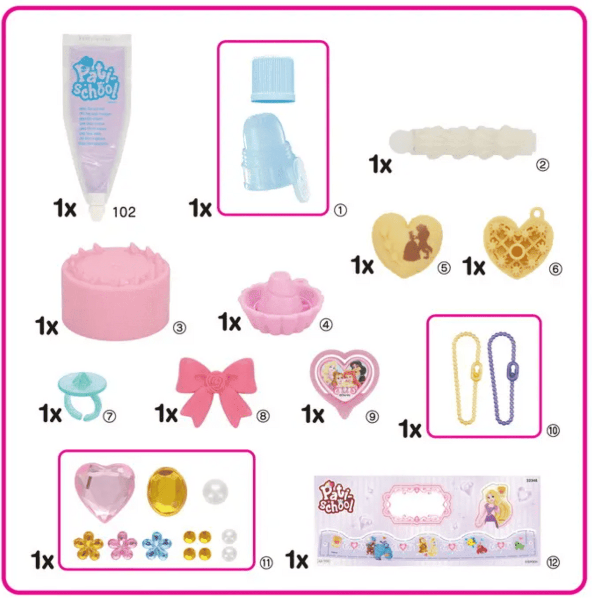 EPOCH Making Toys Pati-School Disney Princess Creations Kit for Kids, Includes Lavender Craft Paste, Beads, Rhinestones and Paper Decorations, Air-Drying Craft Activity