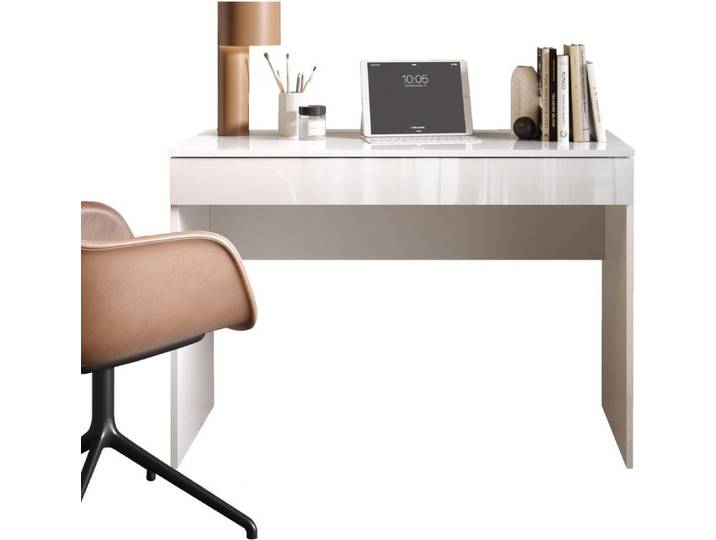 Büromöbel moderner platzsparender Schreibtisch mit Schublade 110x50x76cm Liam - Weiß