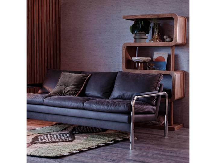 Massives Regal Rattle Massivholz Akazie, lackiert Braun 82 x 160 x 40cm