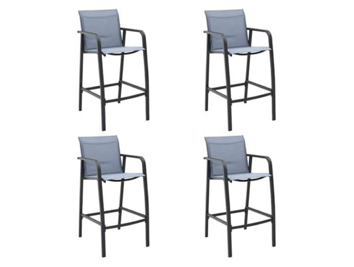 HEFZGDB 4 Barhocker Set für Garten, Balkon und Terrasse – Robuste Stahlkonstruktion, Wetterfestes Textilgewebe, Einfache Montage und Hohe Stabilität mit 110 kg Belastbarkeit