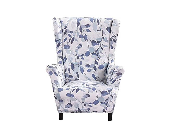 Highdi Enfant Housse de Fauteuil à Oreilles Extensible Couverture de Fauteuil\, Imprimé Mode Strandmon Housse de Fauteuil Antidérapante\, pour Salon\, Hôtel\, Chambre (Feuille Bleue)
