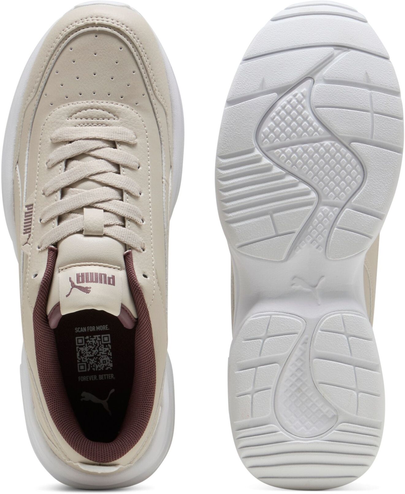 Sneaker PUMA "CILIA MODE", Damen, Gr. 41, Textil, beige (silber fog, rich cocoa, puma weiß), Synthetik, mehrfarbig, Schuhe Sneaker, für Alltag, mit SOFTFOAM+ Einlegesohle silber fog, rich cocoa, puma weiß 41, Textil