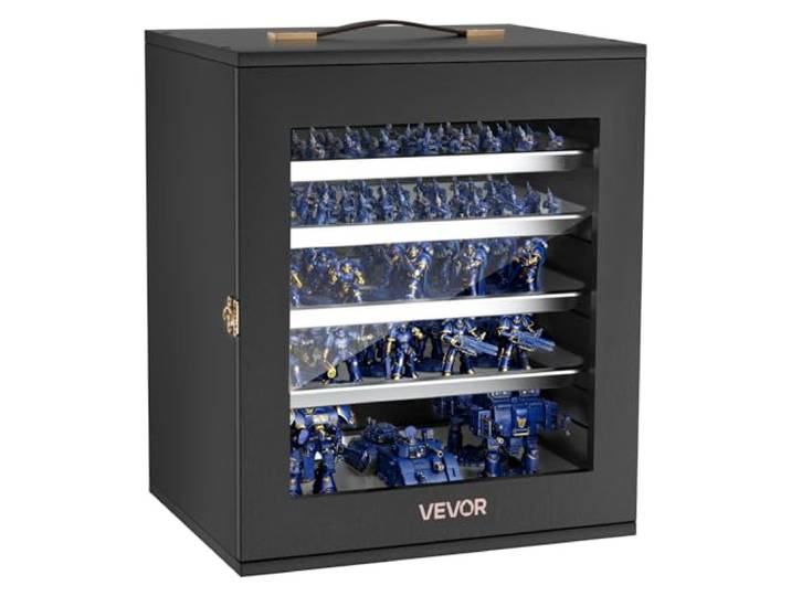 VEVOR Mallette de Rangement pour Figurines Magnétiques Warhammer 40k\, Format 2500-3500 Points\, Mallette de Transport en Bois pour Collection Miniatures\, 5 Plateaux Magnétiques\, Figurines Non Incluses