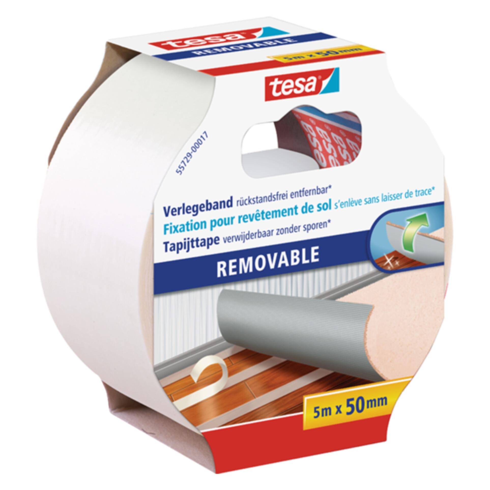 tesa Verlegeband REMOVABLE, doppelseitiges Klebeband, rückstandsfrei entfernbar (50 mm) (55729-00017-11)