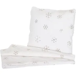 Set Wohndecke + Deko-Kissen Schnee, Kuscheldecke Sofadecke Zierkissen+Füllung, flauschig Pailletten