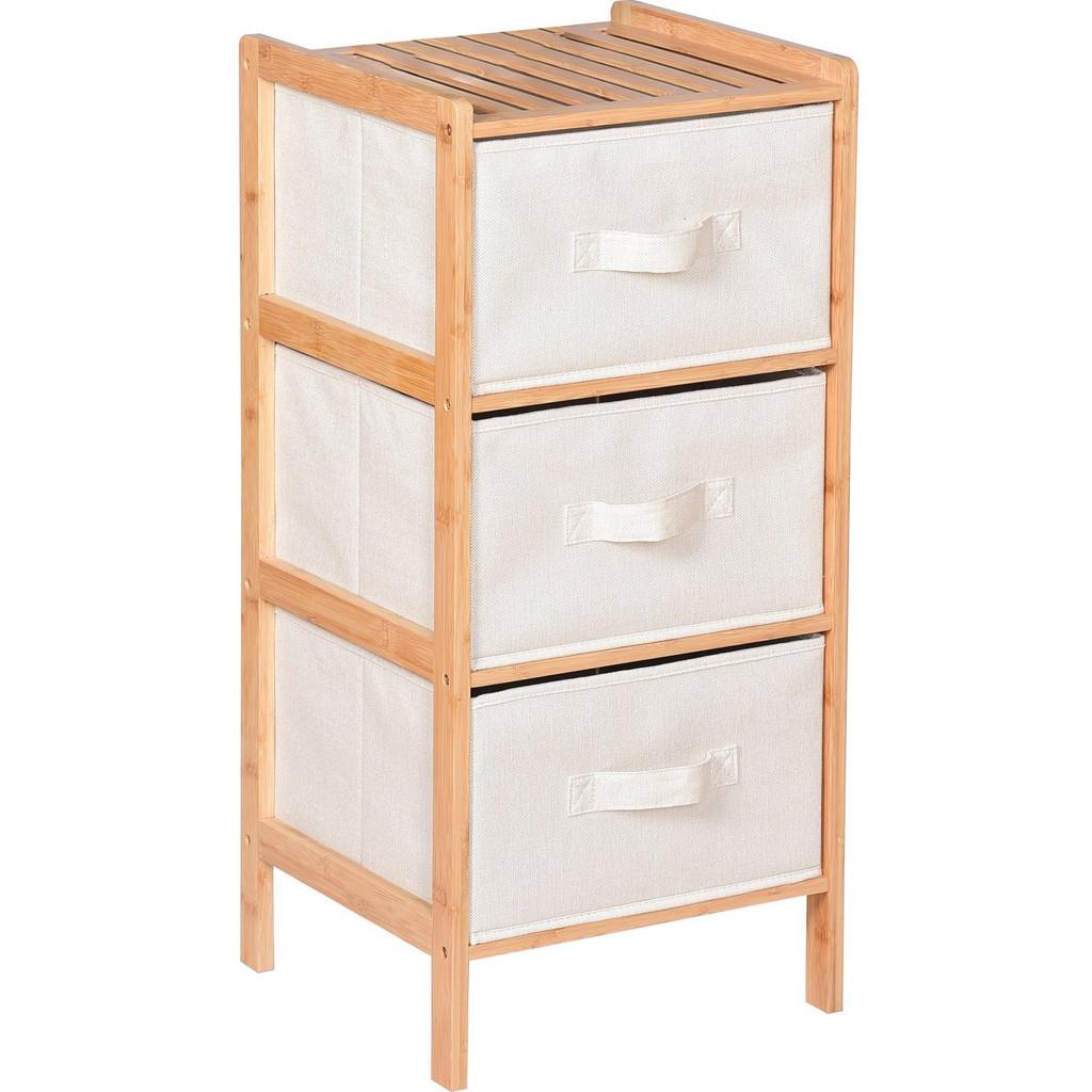 Begryf Badezimmerschrank, Natur, Holz, Bambus, 3 Schubladen, 37x79x35 cm, Badezimmer, Badezimmerschränke, Midischränke