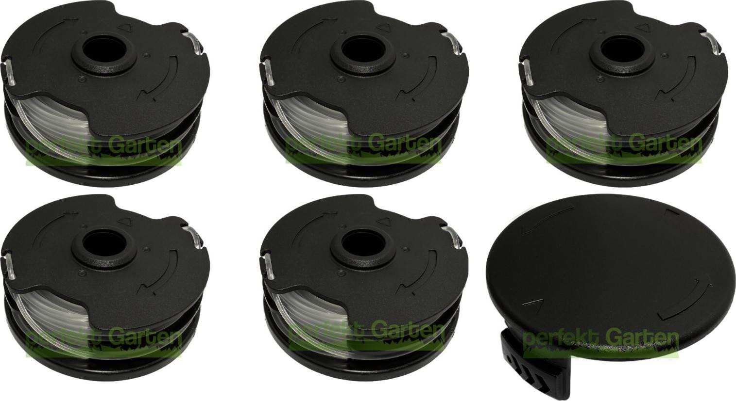 5 spoelen met draad en dop voor Parkside 311046, 311404, 330241, 330831, 334231, TLP-01 van perfektGarten