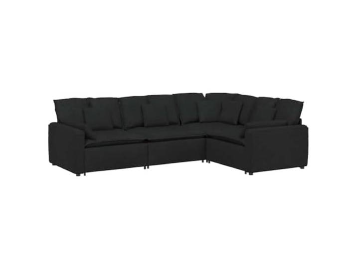 vidaXL Modulares Sofa mit Kissen Stoff Schwarz