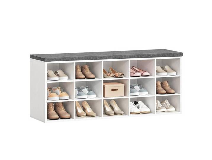 HOOBRO Banc à Chaussures Organiseur de Chaussures avec 15 Compartiments Siège Rembourré pour Entrée Couloir Placard