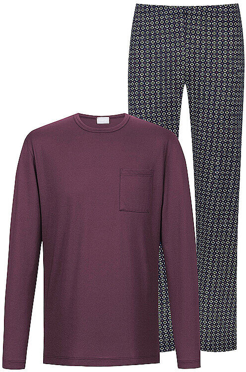 MEY Pyjama EVENING GEO oxblood dunkelrot   XL XL