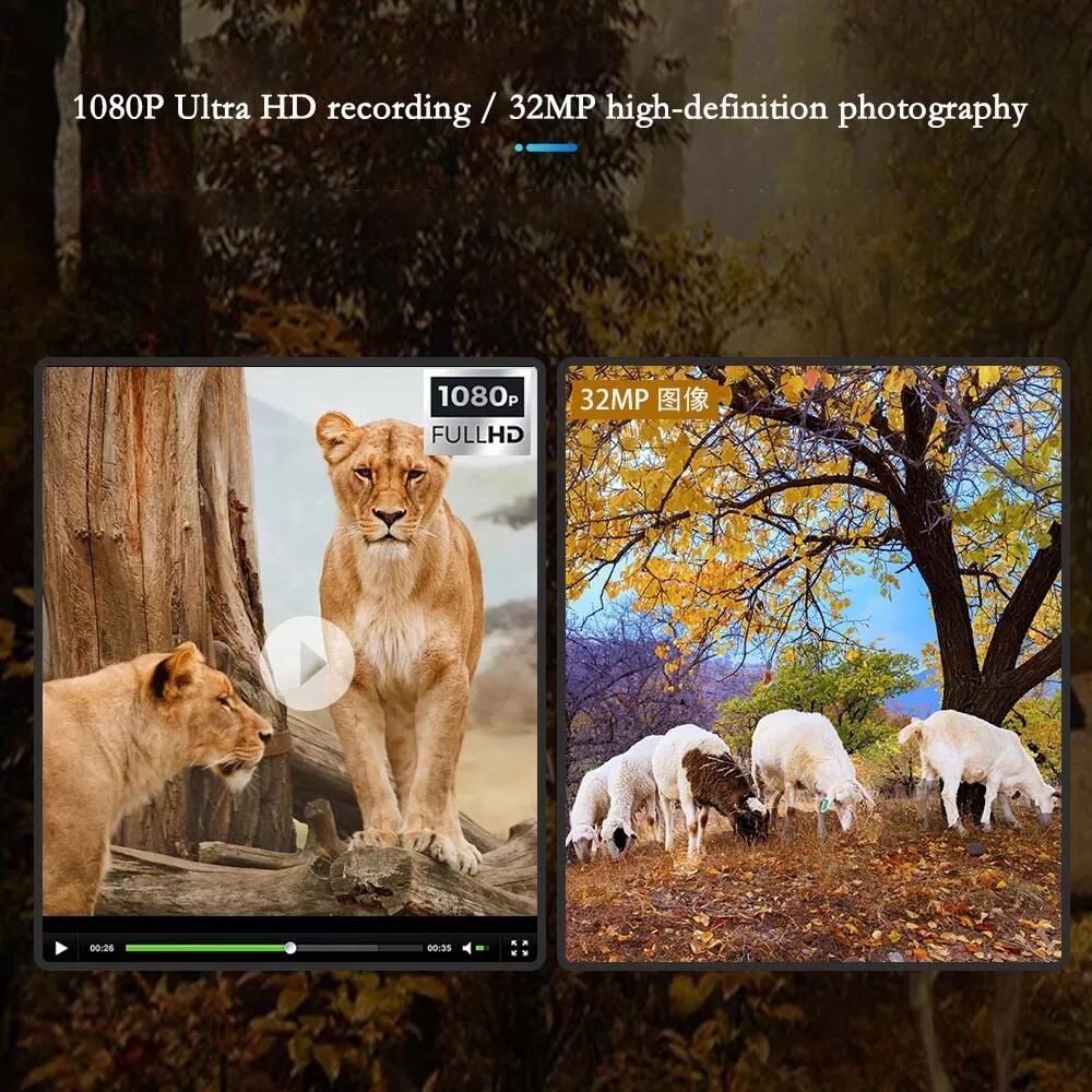 INF Mini caméra de chasse 1080P - Vision nocturne infrarouge, caméra de surveillance étanche pour la faune