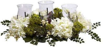Nearly Natural Snowball Silk Hydrangea Triple Candelabra Arrangement