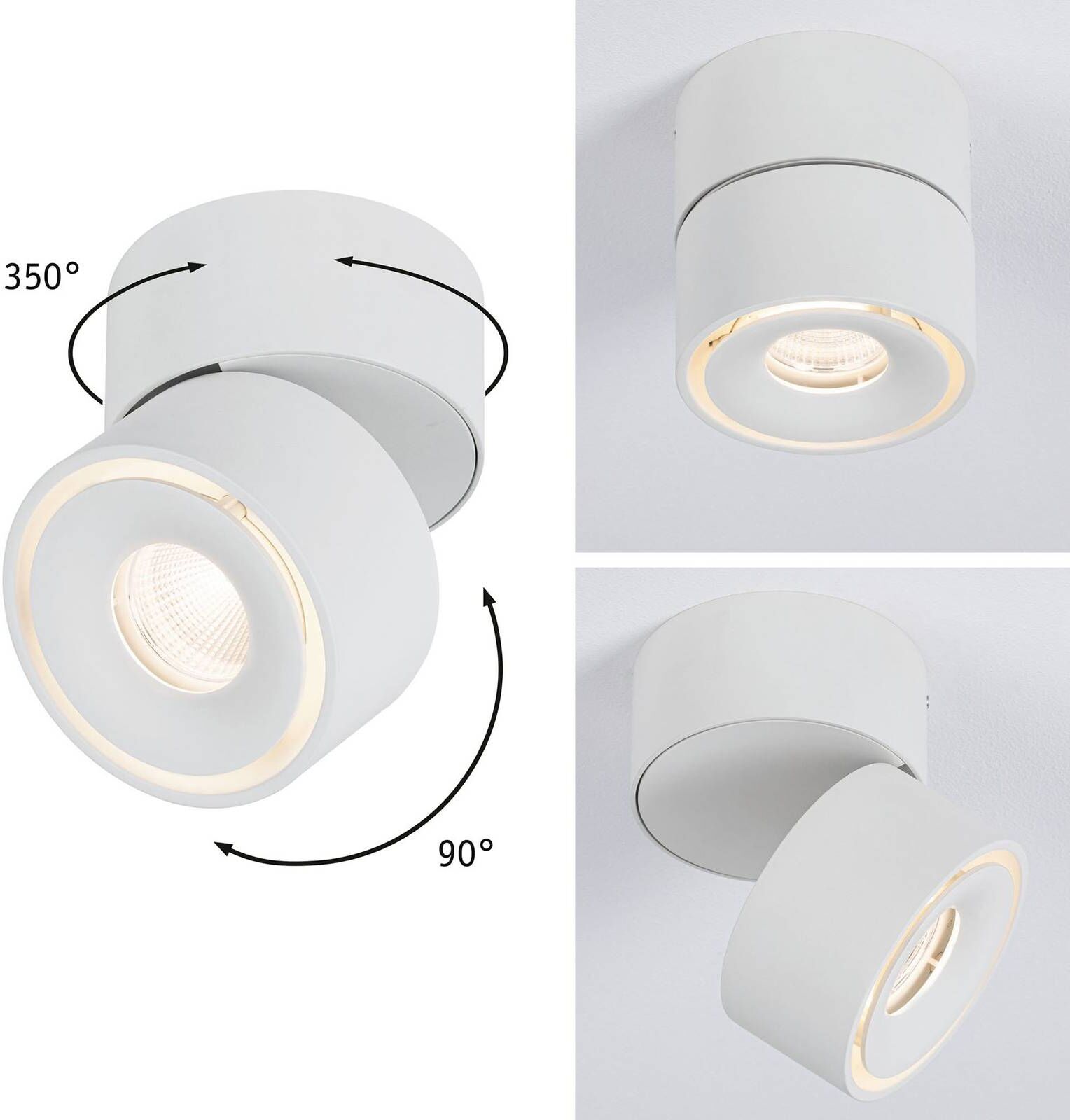 Paulmann Spircle LED downlight matt white, White / opal, Living / Dining Room, Aluminium, Modern, Ceiling Light