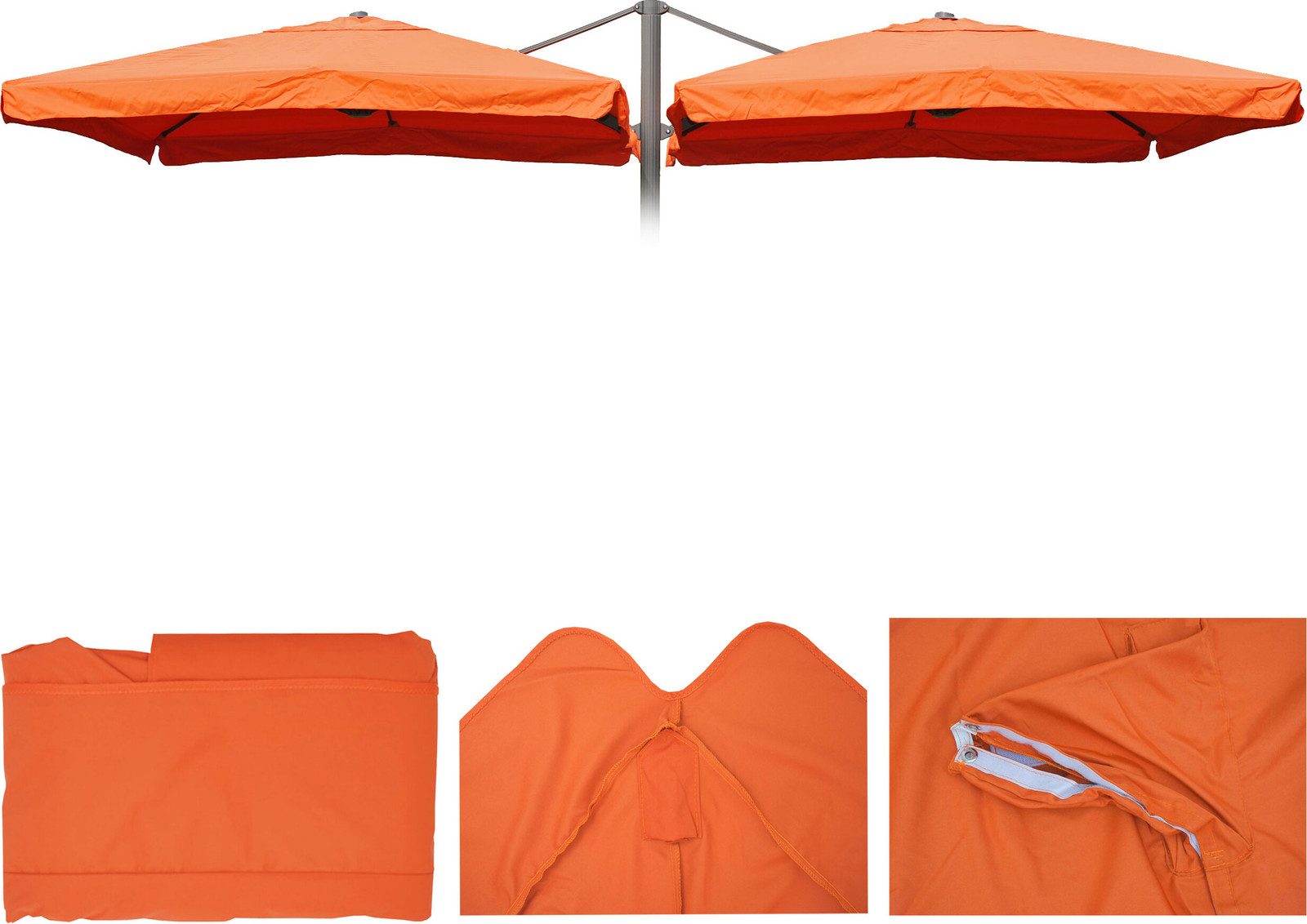 Mendler Parasolhoes T44 voor dubbele markiesparasol, 8 baleinen, 3x3 meter, terracotta met klep