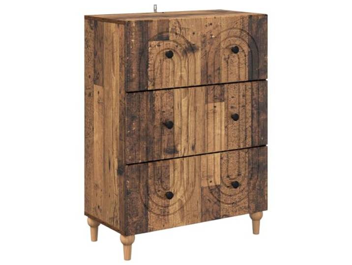 Todiikf Kommode Altholz-Optik 66x34,5x90cm Holzwerkstoff mit 3 Schubladen Kompakter Schubladenschrank für Wohnzimmer und Schlafzimmer. Stabile Holzwerkstoff-Konstruktion mit 60 kg Belastbarkeit.