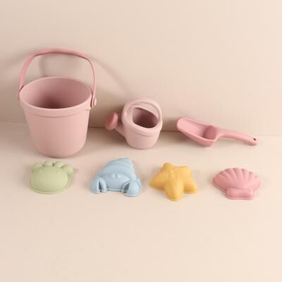 Perfect Picks Market Kids Beach Toy Set With Silicone Sand Molds Creative Sand Castle Toys For Outdoor Play pink Set
