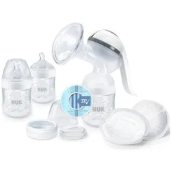 NUK, Milchpumpe, Nature Sense Still-Set mit Temperature Control, zum Abpumpen, Aufbewahren und Füttern, weiss