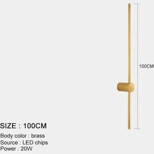 Inspired Living Modern Linear LED Wall Sconce Black Minimalist Bedside Light brass 100cm warm White (2700 3500k)