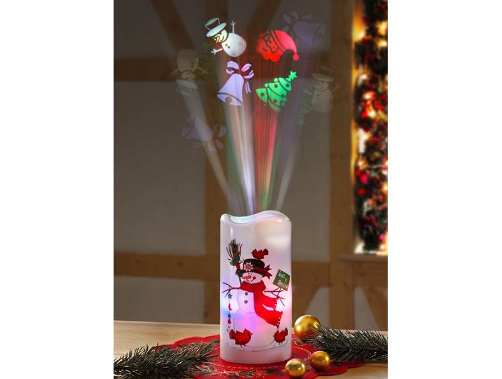 Batteriebetriebene LED-Kerze mit Projektor, Weiss