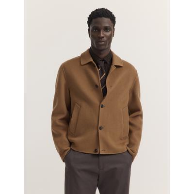 Blouson BUGATTI "Regular Fit", Herren, Gr. 56, 70, cognac, 90% Wolle, 10% Seide, unifarben, regular fit, Jacken Blouson, Regular Fit Woll-Seide Handmade