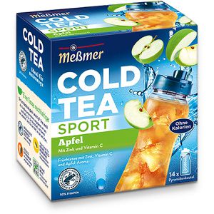 Meßmer Tee Cold Tea Sport Apfel, Früchtetee, kalt aufgießbar, 38,5 g, 14 Pyramidenbeutel