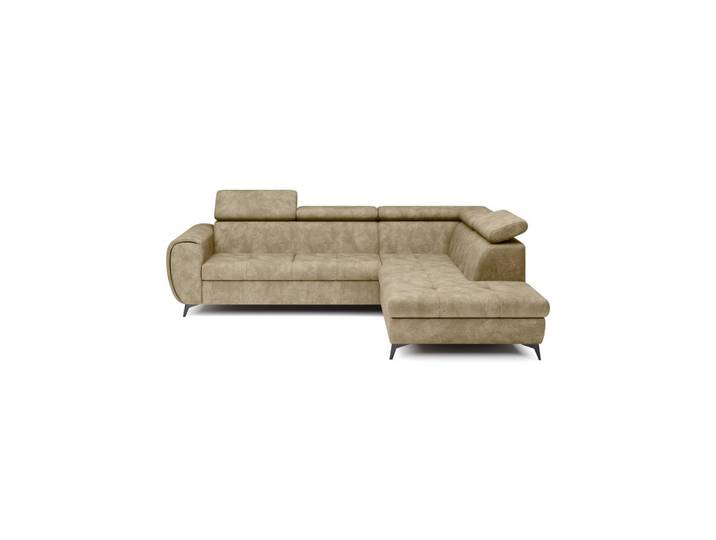 ECKSOFA MAGIA R-S Beige Plüsch-Stoff mit Schlaffunktion