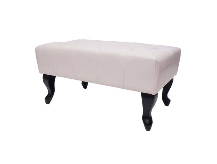 Tabouret repose pieds Ottoman Chesterfield avec motif diamant 39x77x47cm PVC creme 04_0003737