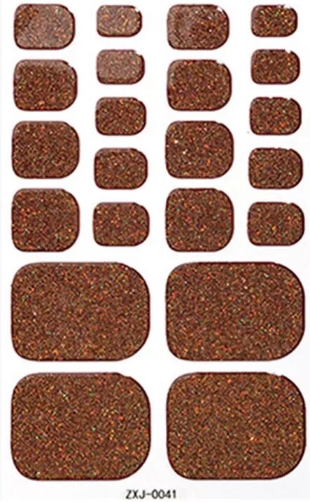 INF 10 Blatt Glitzer Zehennagel Aufkleber mit Nagelfeile - Wasserdichte & Atmungsaktive PET Nagelkunst Braun