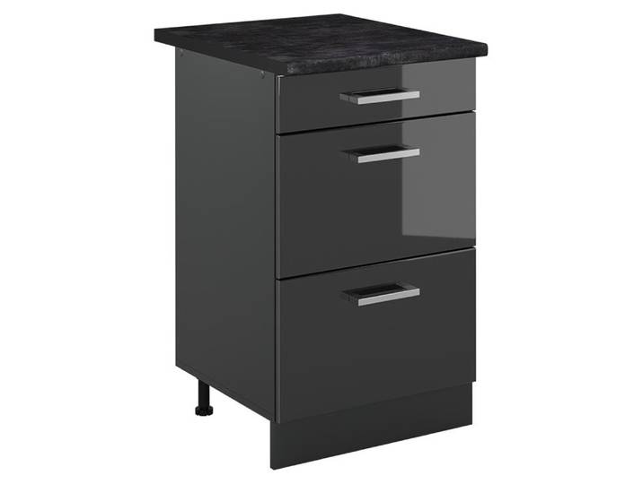 Küchenunterschrank Vicco R-Line Anthrazit Hochglanz/Anthrazit 50 cm Arbeitsplatte Anthrazit, Model 69779