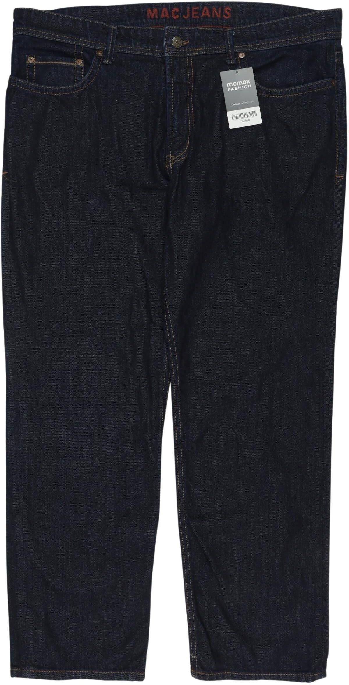 MAC Herren Jeans, Marineblau, Gr. W40, Baumwolle / Leder - Second Hand