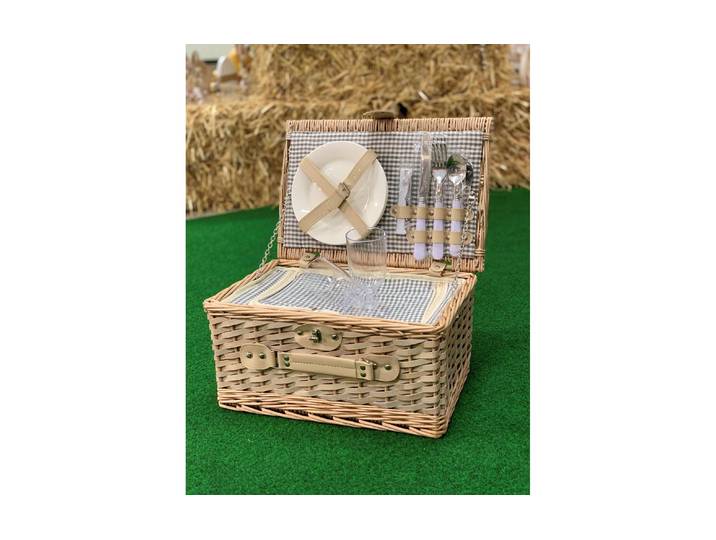 Picknickkorb Dameco für 2 Personen , beige (nature), B:38cm H:26cm T:20cm, Aufbewahrungsboxen, Picknickkorb