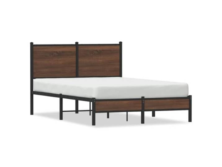 PUGYNBK Bettgestell aus Metall, 120 x 200 cm, Eiche Metallleisten, zentrale Beine, Stauraum, stabiler Stand