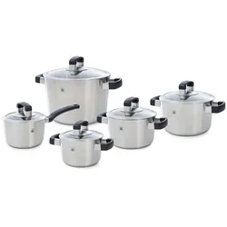 BK Conical Cool Glas Pannenset 5-delig, Pfannenset + Topfset, Silber