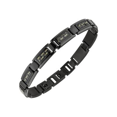 Armband JOBO, schwarz, Armbänder, Damen, 22cm, Edelstahl, Armband, Edelstahl mit goldfarbenen Effekten 22 cm