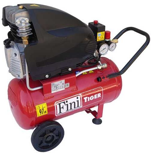 FINI TIGER MK 265 24 - Elektrischer tragbarer Kompressor mit Wagen - Motor 2 PS - 24 Lt