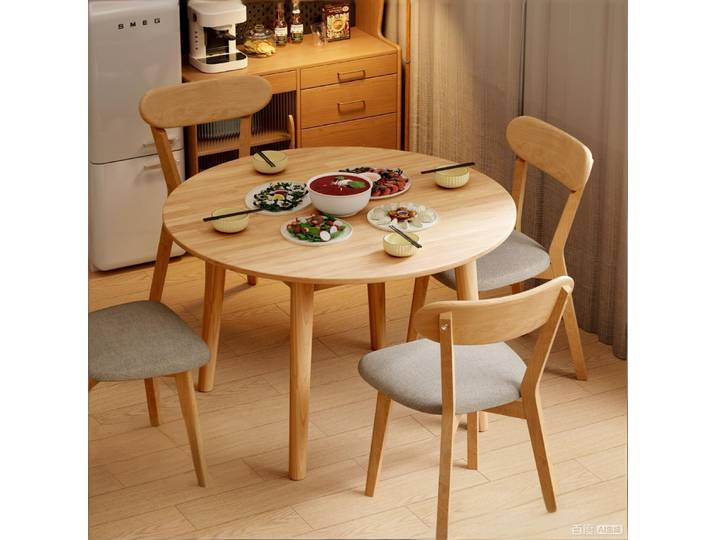 Table à manger ronde en bois massif, adaptée aux petites maisons, tables à manger, tables de réunion, tables basses et tables à thé.