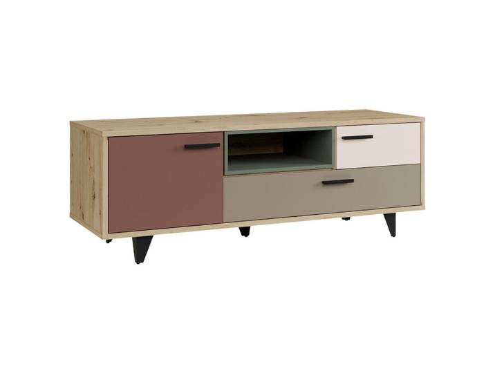 Carryhome Tv-Element, Taupe, Sand, Terracotta, Salbeigrün, Eiche Artisan, 2 Schublade(n) Schubladen, 155x55x52 cm, Wohnzimmer, TV Möbel, TV-Racks