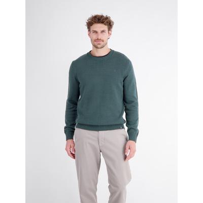 Strickpullover LERROS "Sportiver Strickpullover aus bequemer, weicher Baumwolle", Herren, Gr. XXL, grün (cedar grün), 100% Baumwolle, Rundhals, Pullover Strickpullover