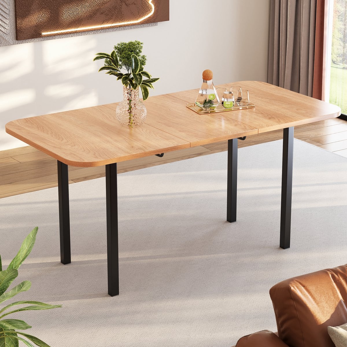 Sweiko Uitschuifbare eettafel in origineel hout voor 4-6 personen