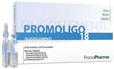PROMOPHARMA SpA Promoligo 18 - Integratore di Zinco, Nichel e Cobalto, 20 Fiale da 2ml