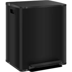 OKWISH Treteimer Edelstahl schwarz 47,7x37,5x56 cm, 2x25 L Mülltrennung, Soft-Close-Deckel, herausnehmbare Inneneimer