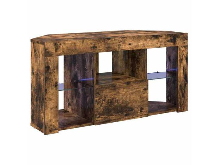 NOUVEAU Meuble télé - Meuble TV LED - Console TV - d'Angle 100x40x50cm - Chêne fumé - 71032