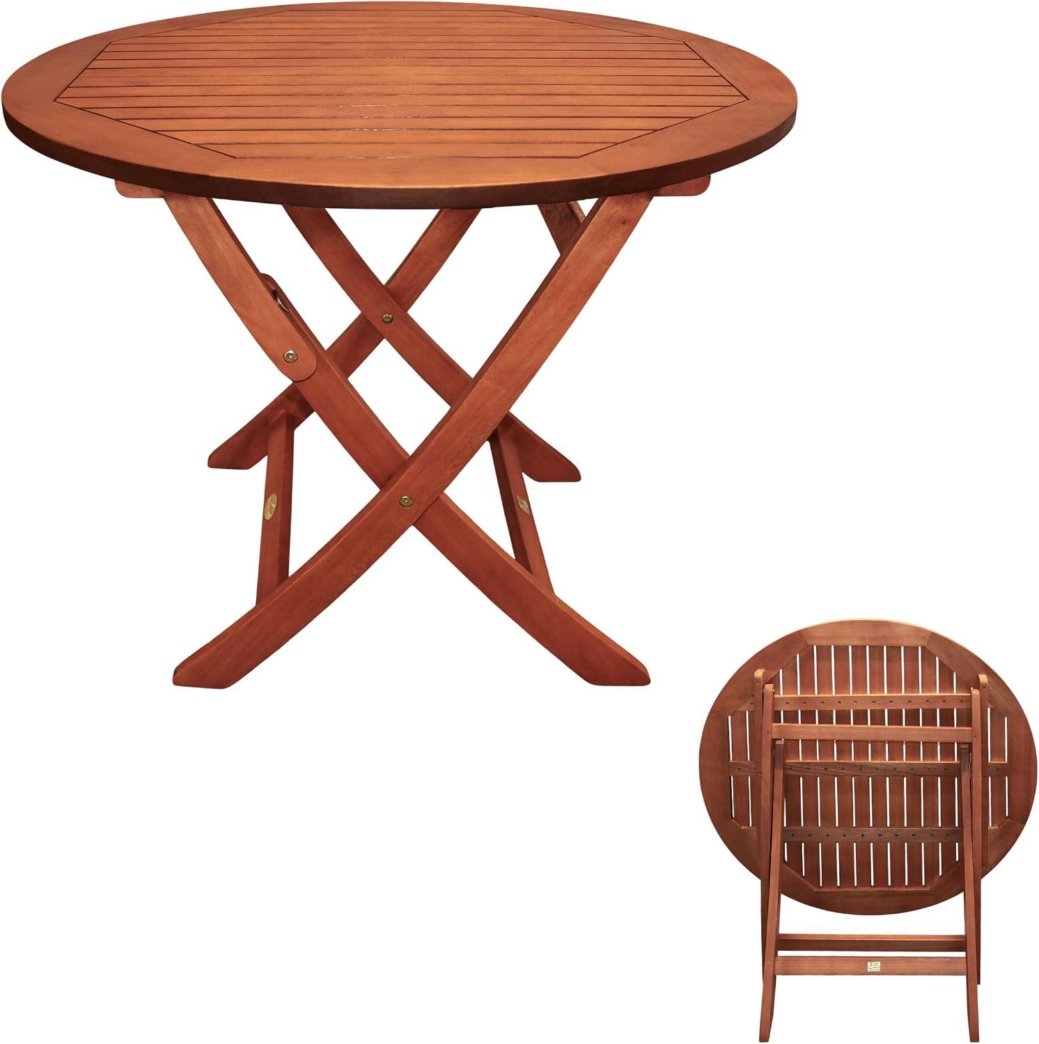 Spetebo Runder XXL-Gartentisch aus Eukalyptusholz - 90 x 73 cm