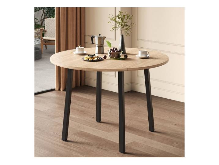 Celya Esstisch Klappbarer Tischplatte, 100 x 100 cm, geeignet für 2-4 Personen (Rund, Metallbeine, geeignet für kleine Wohnungen)