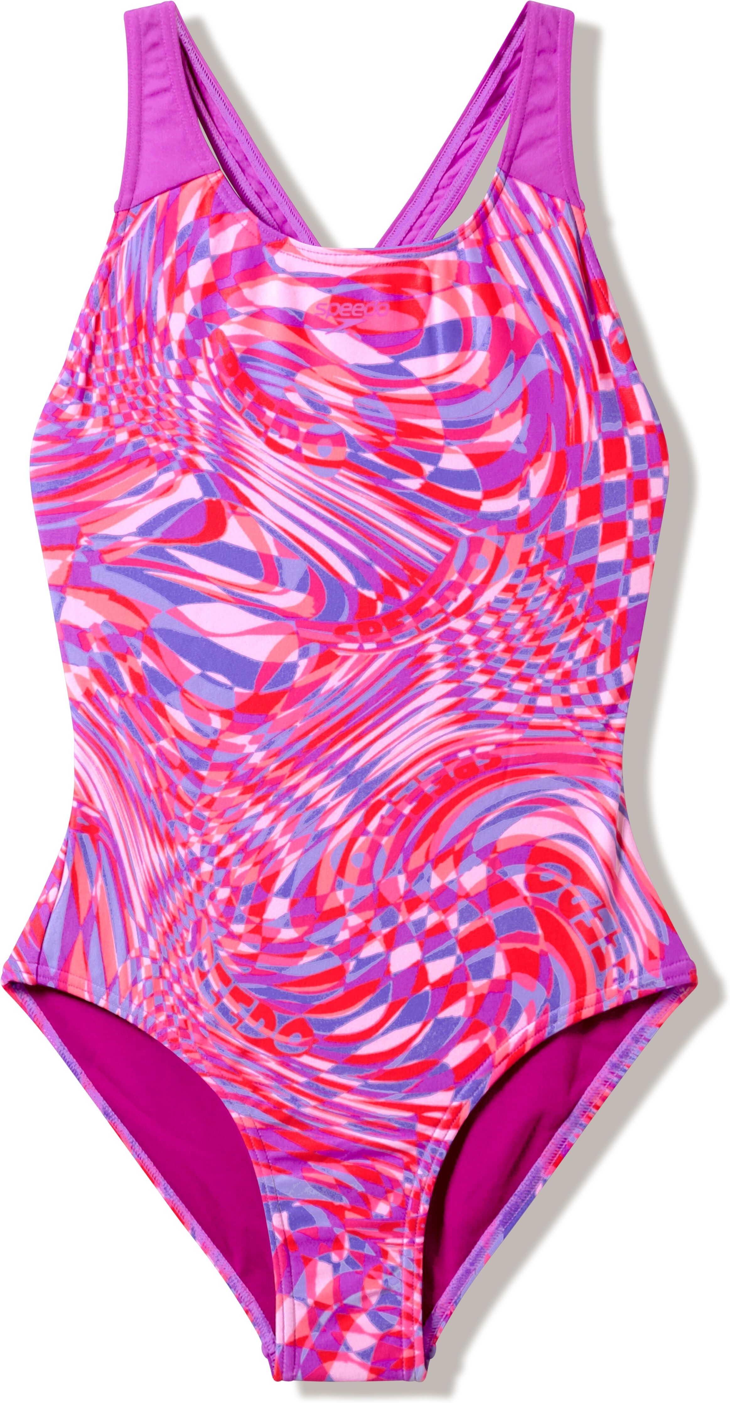 Badeanzug SPEEDO "PRINT SPLASHBACK PNK/PUR", Mädchen, Gr. 140 (134), N-Gr, pnk, pur, Obermaterial: 100% Polyester, Badeanzüge Badeanzug pnk, pur 140 (134), N-Gr