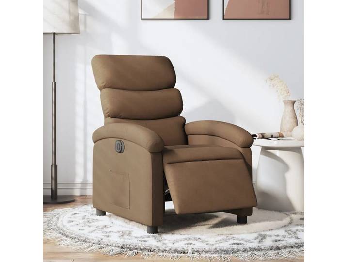 Fauteuil inclinable électrique Marron Tissu fauteuil électrique pour personnes âgées fauteuil inclinable fauteuil 3203958