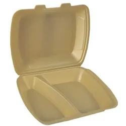 Papstar Einweg-Menüboxen mit Klappdeckeln 2-geteilt, goldfarben, 100 Stück gold, 20.8x7.5x24.3 cm