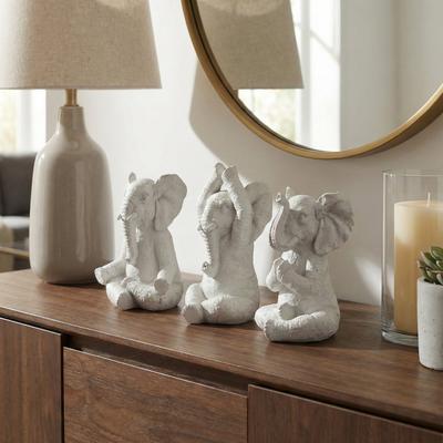 Sagebrook Home Resin Yoga Elephant Figurines Decor Set of 3