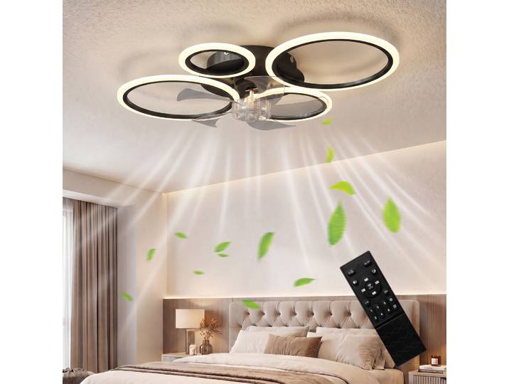 HOMCOM Ventilateur Plafond LED 77cm Télécommande 6 Vitesses Minuterie